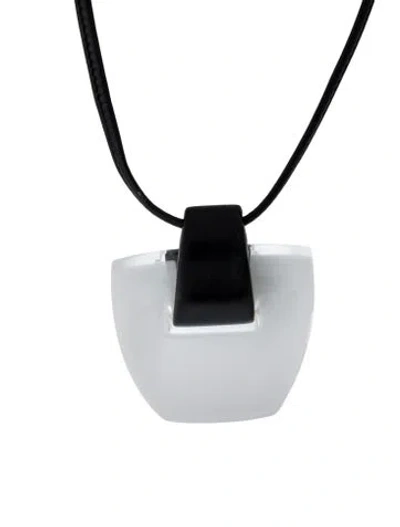 Pre-owned Monies Wood, Leather & Resin Pendant Necklace, 40"