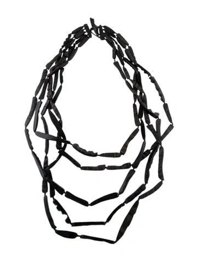Pre-owned Monies Wood Multi Strand Collar Necklace, 48"