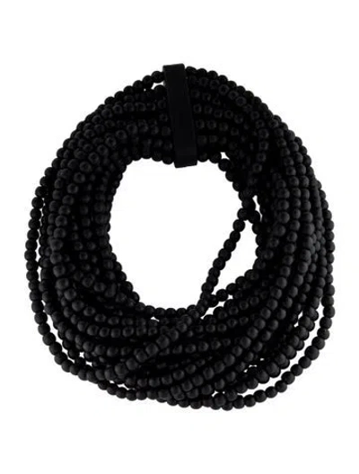 Pre-owned Monies Wood Multistrand Necklace, 16.75" In Black
