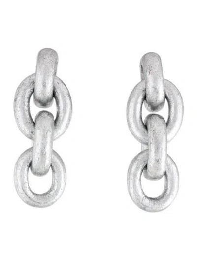 Pre-owned Monies Wood Orbit Clip-on Drop Earrings In Silver