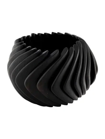 Pre-owned Monies Wood Stretch Bangle Bracelet, 7.25" In Black