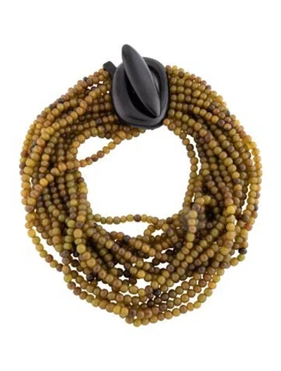 Pre-owned Monies X Gerda Lynggaard Wood Bead Multistrand Necklace, 18.5" In Multicolor