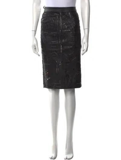 Pre-owned Monika Chiang Leather Knee-length Skirt In Black
