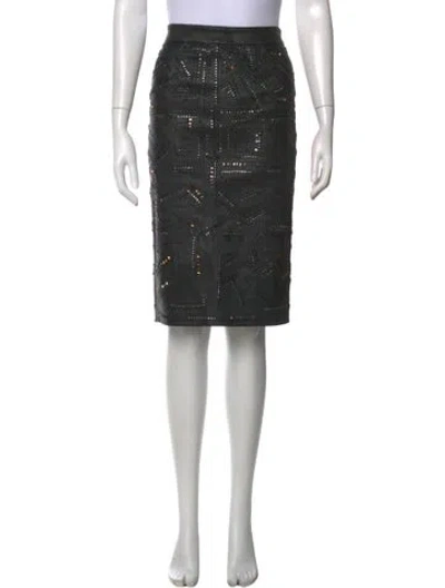 Pre-owned Monika Chiang Leather Knee-length Skirt In Black