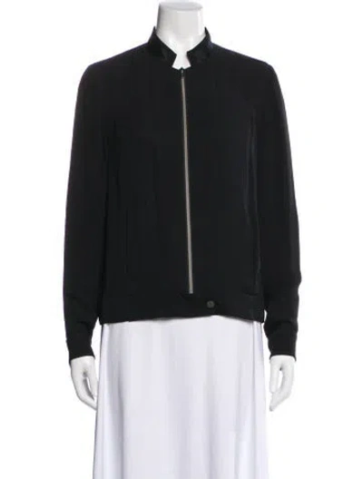 Pre-owned Monika Chiang Silk Bomber Jacket In Black