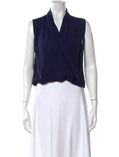 Pre-owned Monika Chiang Silk V-neck Top In Blue