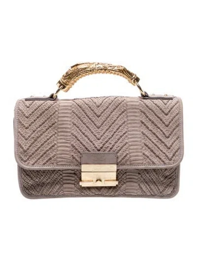 Pre-owned Monika Chiang Snakeskin Top Handle Bag In Neutral