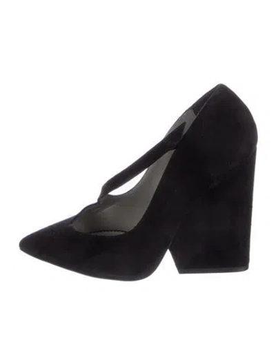 Pre-owned Monika Chiang Suede T-strap Pumps In Blue