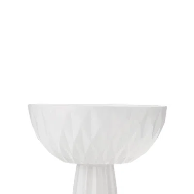 Monique Diamond Handmade Ceramic Footed Serving Bowl In White