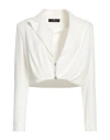 Monique Garçonne Woman Blazer White Size 10 Polyester, Elastane In White