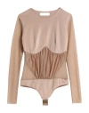 Monique Garçonne Woman Bodysuit Sand Size 4 Polyester, Elastane In Beige