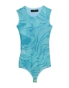 Monique Garçonne Woman Bodysuit Turquoise Size 2 Polyester In Blue