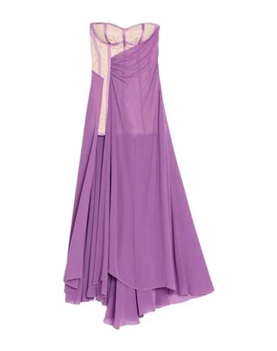 Monique Garçonne Woman Maxi Dress Lilac Size 8 Cotton, Polyamide In Purple