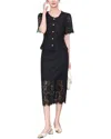 Monique Lagarde 2pc Blouse & Skirt Set In Black