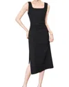 Monique Lagarde Linen-blend Midi Dress In Black