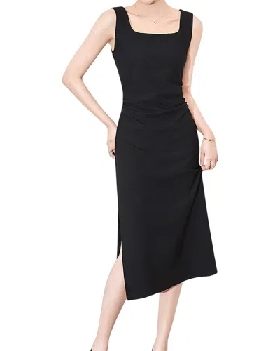 Monique Lagarde Linen-blend Midi Dress In Black