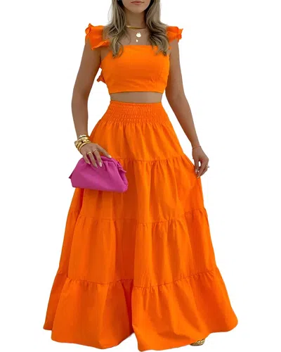 Monique Lagarde Top & Skirt Set In Orange