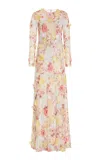 Monique Lhuillier 3d Embroidered Floral Gown