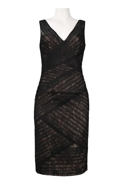 Monique Lhuillier Asymmetrical Lace Sheath Dress In Black