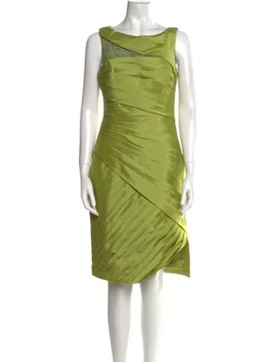 Pre-owned Monique Lhuillier Bateau Neckline Knee-length Dress W/ Tags In Green