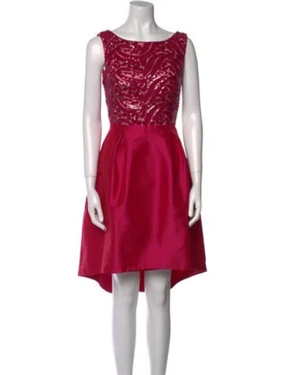 Pre-owned Monique Lhuillier Bateau Neckline Mini Dress In Pink