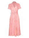 Monique Lhuillier Belted Floral-print Maxi Dress In Pink