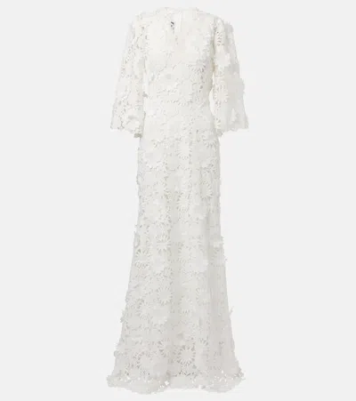 Monique Lhuillier Bridal Floral Lace Gown