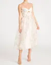Monique Lhuillier Cherry Blossom Midi Dress In Multi