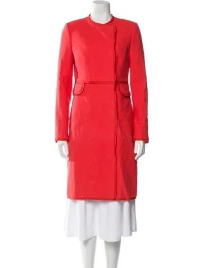 Pre-owned Monique Lhuillier Coat In Orange