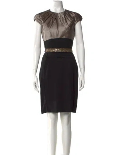 Pre-owned Monique Lhuillier Crew Neck Knee-length Dress In Black