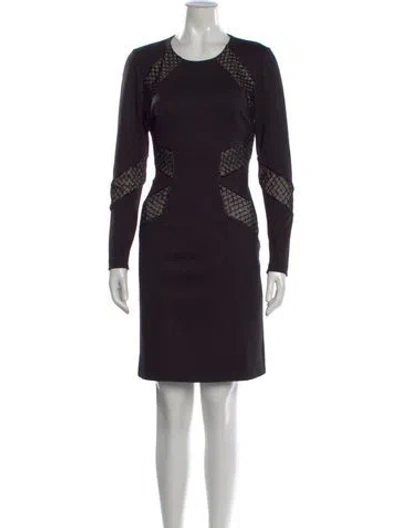 Pre-owned Monique Lhuillier Crew Neck Knee-length Dress In Black