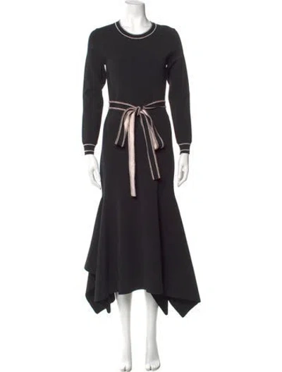 Pre-owned Monique Lhuillier Crew Neck Long Dress In Black