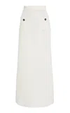 Monique Lhuillier Diamond-knit Cotton-blend Midi Skirt In Ivory