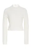 Monique Lhuillier Diamond-knit Cotton-blend Top In Ivory