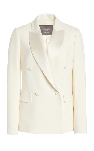 Monique Lhuillier Double-breasted Wool-silk Tuxedo Jacket In Ivory