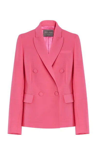 Monique Lhuillier Double Breasted Wool Silk Tuxedo Jacket In Pink