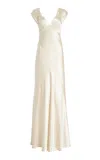 Monique Lhuillier Draped Crepe-satin Gown