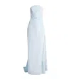 Monique Lhuillier Draped Off-the-shoulder Gown In Blue