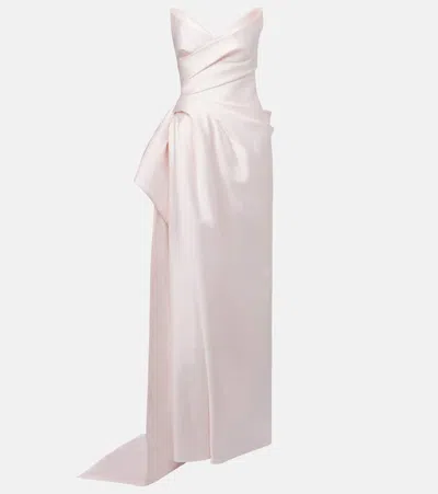 Monique Lhuillier Draped Strapless Mikado Gown