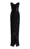 Monique Lhuillier Draped Tulle Gown In Black