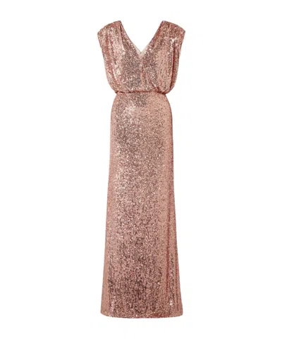 Monique Lhuillier Elastic Silk Mesh Dress In Brown