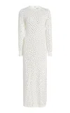 Monique Lhuillier Embellished Hotfix Cotton-blend Midi Dress In Ivory