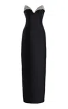Monique Lhuillier Embroidered Lapel Column Gown