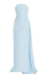 Monique Lhuillier Faille Silk Column Gown In Light Blue