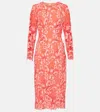 Monique Lhuillier Floral Gown In Coral Rosette
