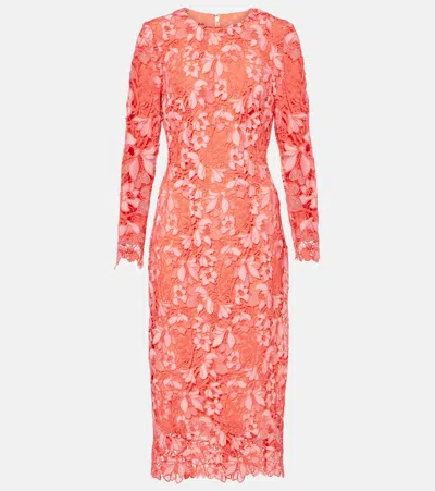 Monique Lhuillier Floral Gown In Coral Rosette