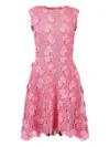 Monique Lhuillier Floral-lace Dress In Pink