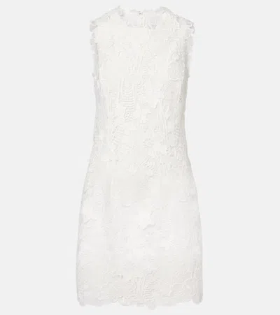 Monique Lhuillier Floral Lace Minidress In White