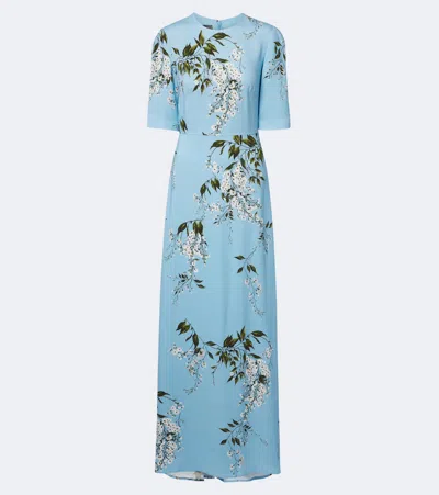 Monique Lhuillier Floral Maxi Dress In Blue
