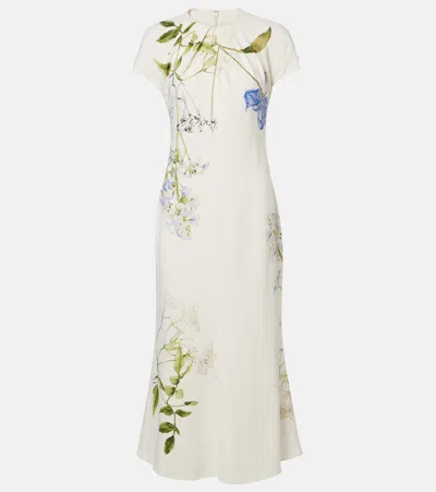 Monique Lhuillier Floral Midi Dress In White